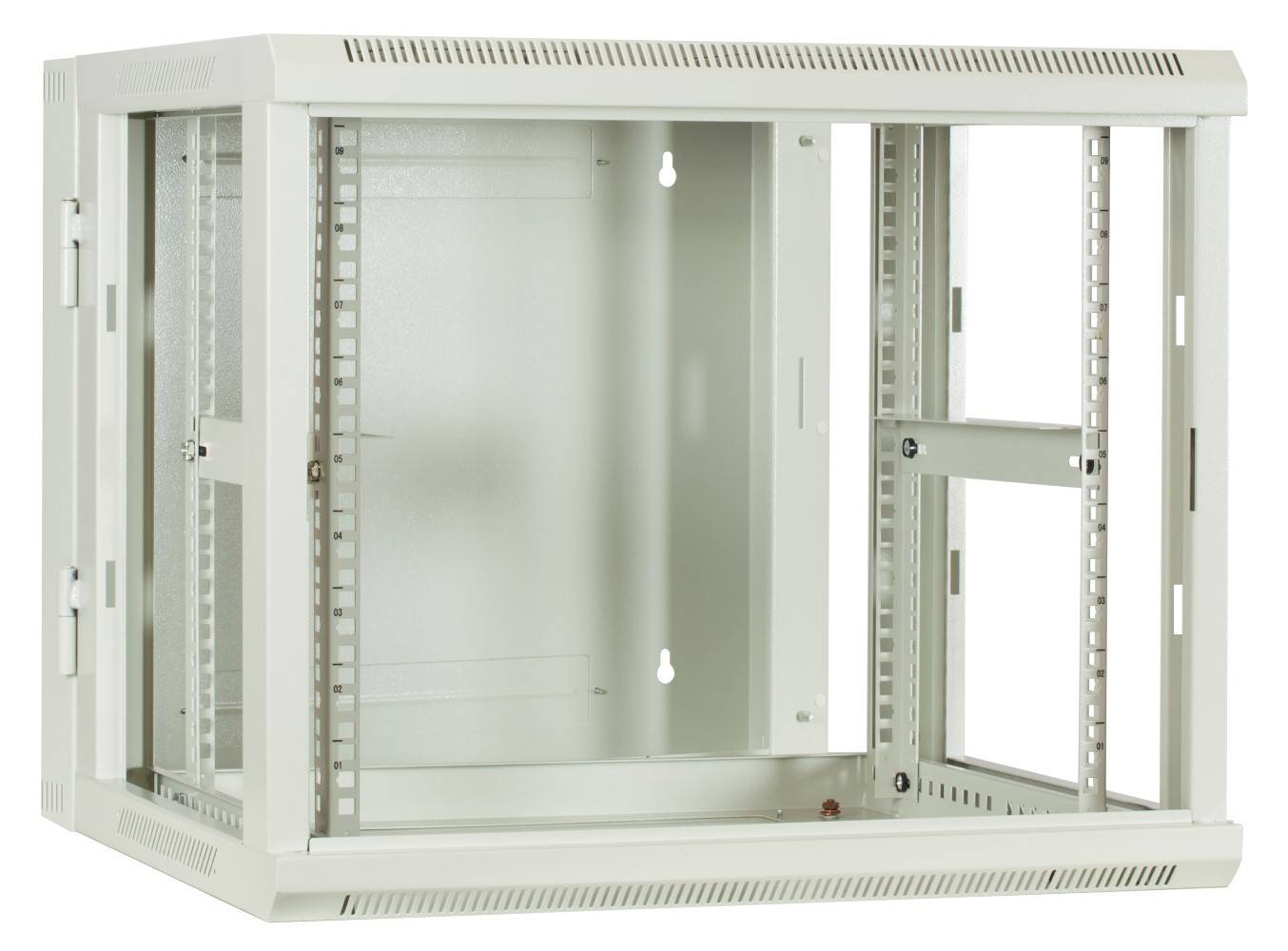 Danicom - 9 HE Serverschrank, wendbares Wandgehäuse mit Glastür, Weiß (BxTxH) 600 x 600 x 501mm