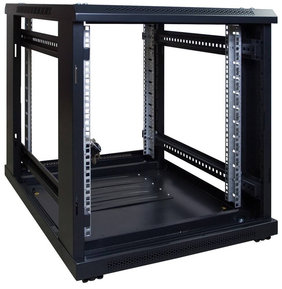 Danicom - 12 HE, kleiner Serverschrank, mit perforierter Fronttür (BxTxH) 600 x 600 x 720 mm