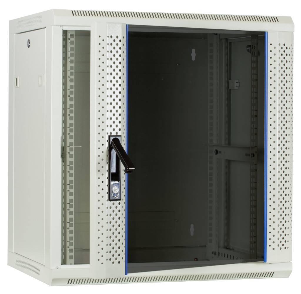 Danicom - 12 HE Serverschrank, Wandgehäuse, mit Glastür, Weiß, (BxTxH) 600 x 450 x 634mm