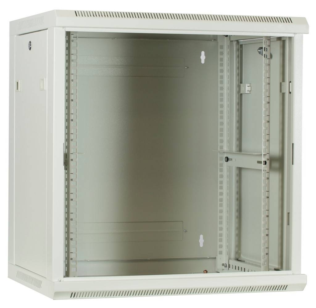 Danicom - 12 HE Serverschrank, Wandgehäuse, mit Glastür, Weiß, (BxTxH) 600 x 450 x 634mm