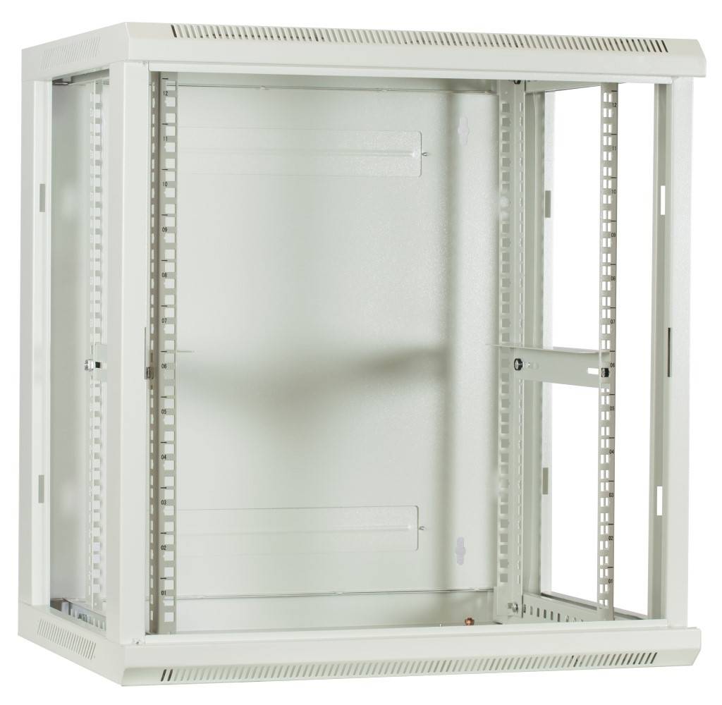 Danicom - 12 HE Serverschrank, Wandgehäuse, mit Glastür, Weiß, (BxTxH) 600 x 450 x 634mm