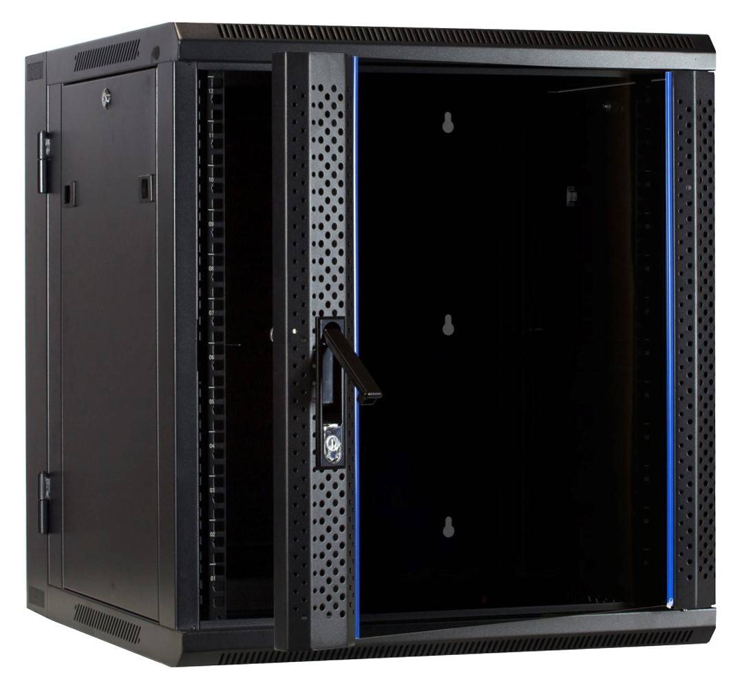 Danicom - 12 HE Serverschrank, wendbares Wandgehäuse mit Glastür (BxTxH) 600 x 600 x 635mm