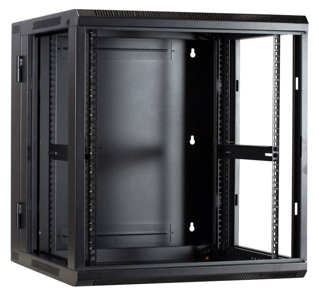Danicom - 12 HE Serverschrank, wendbares Wandgehäuse mit Glastür (BxTxH) 600 x 600 x 635mm