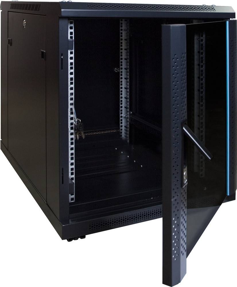 Danicom - 12 HE, kleiner Serverschrank, mit Glastür (BxTxH) 600 x 800 x 720 mm