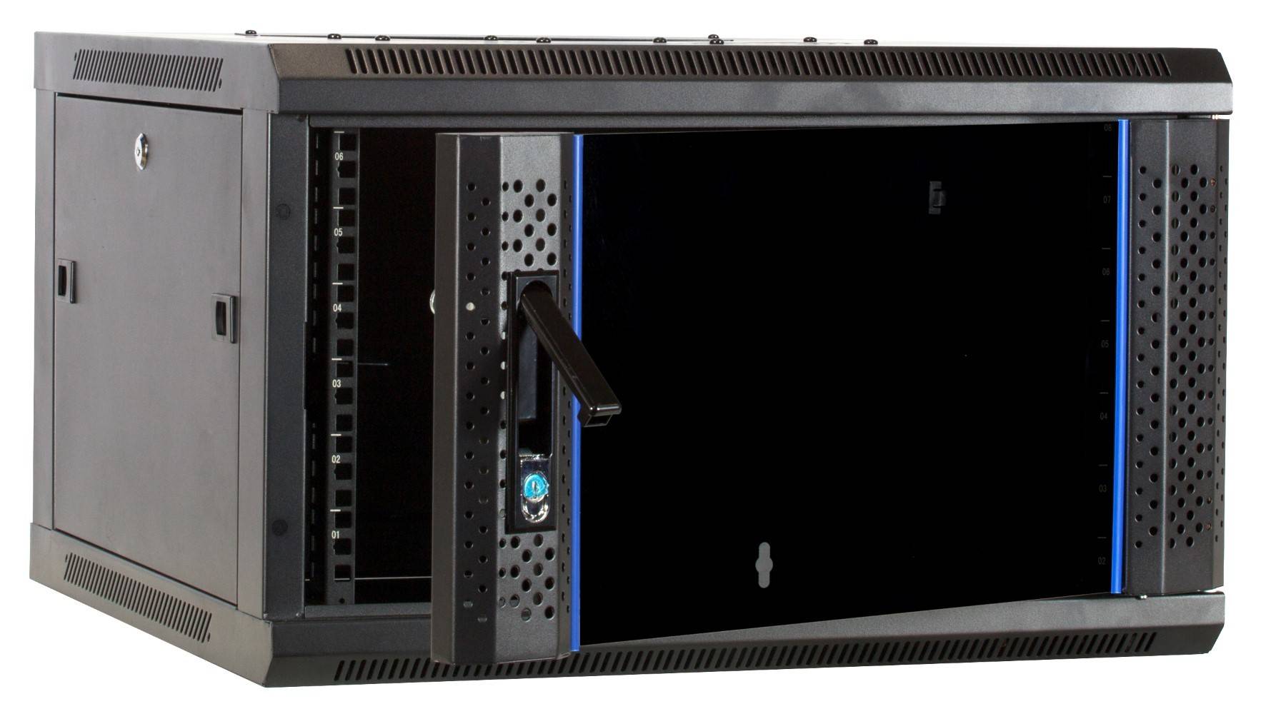 Danicom - 6 HE Serverschrank, Wandgehäuse, mit Glastür (BxTxH) 600 x 600 x 368mm