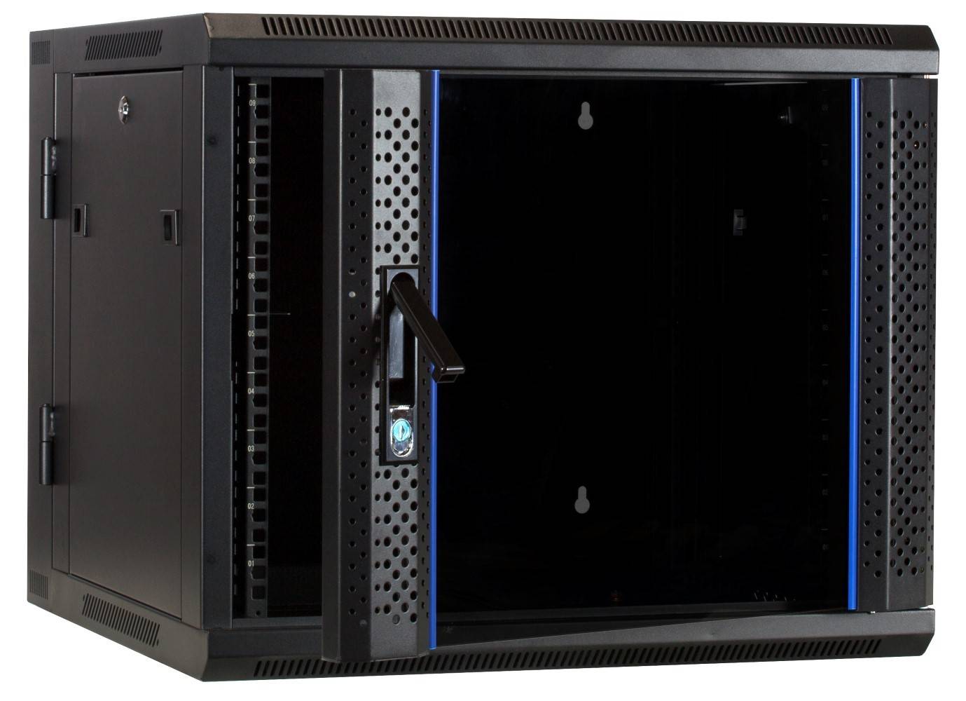 Danicom - 9 HE Serverschrank, wendbares Wandgehäuse mit Glastür (BxTxH) 600 x 600 x 501mm
