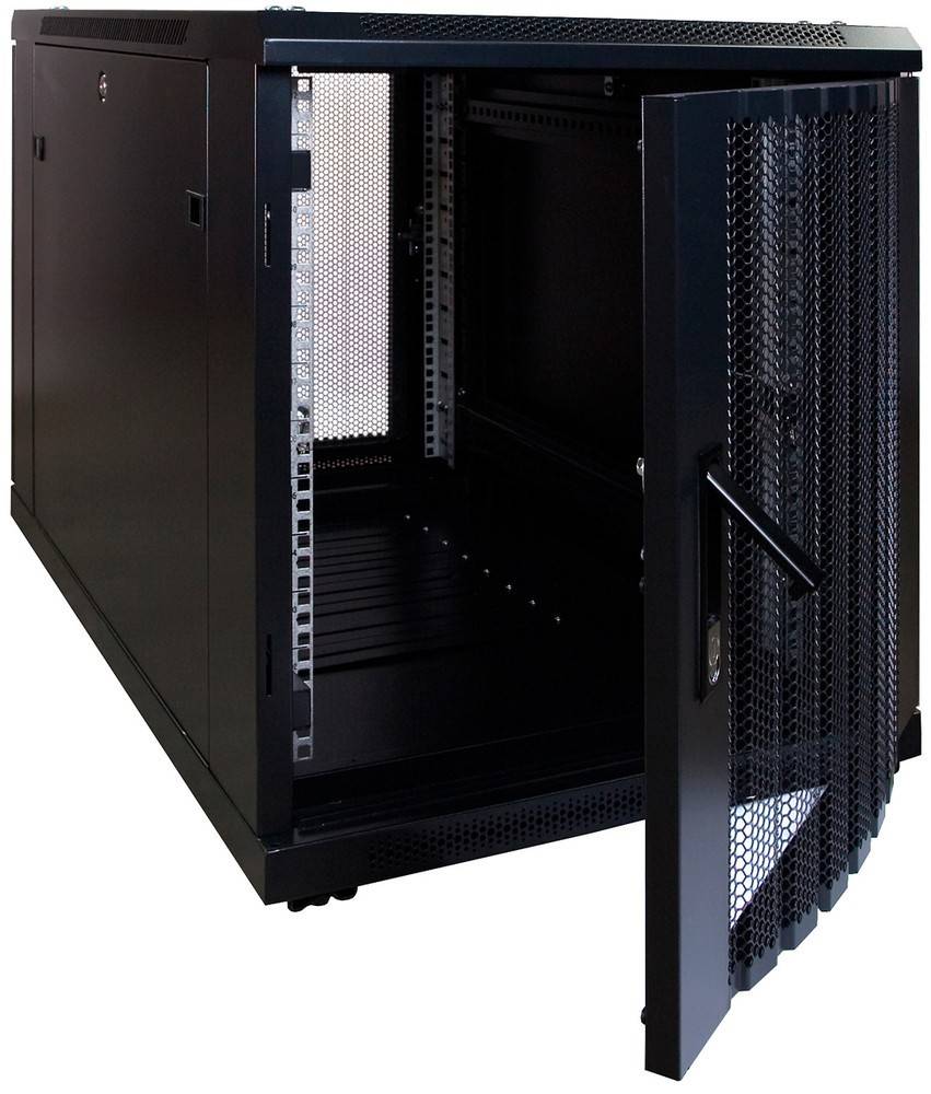 Danicom - 12 HE, kleiner Serverschrank, mit perforierter Fronttür (BxTxH) 600 x 1000 x 720 mm