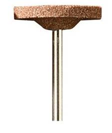 Ein bronze-metallic Schleifaufsatz mit einem flachen, runden Kopf und einem langen Stiel, verwendet für präzises Schleifen oder Polieren.