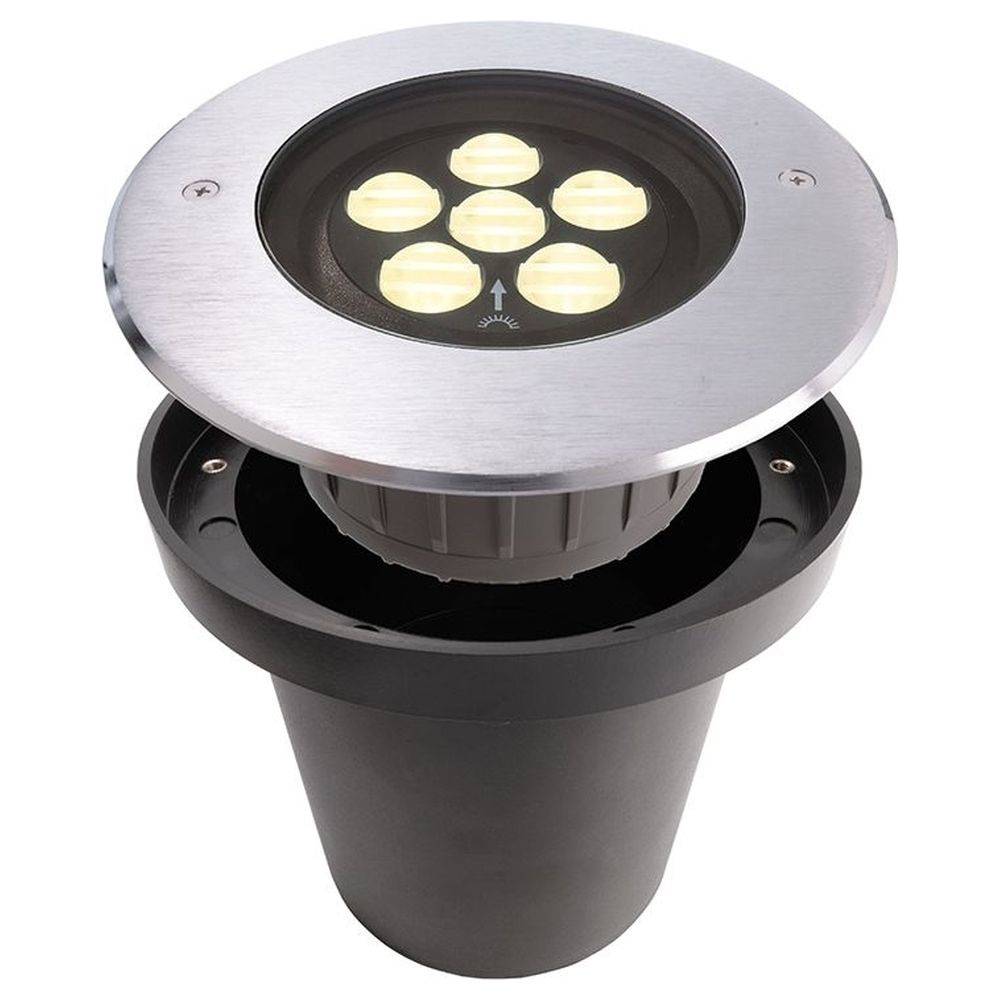 Asymmetrische Bodeneinbauleuchte HP VII aus Edelstahl in silber, mit 3000K, warmweiß, IP67, inkl. PVC-Einbaugehäuse