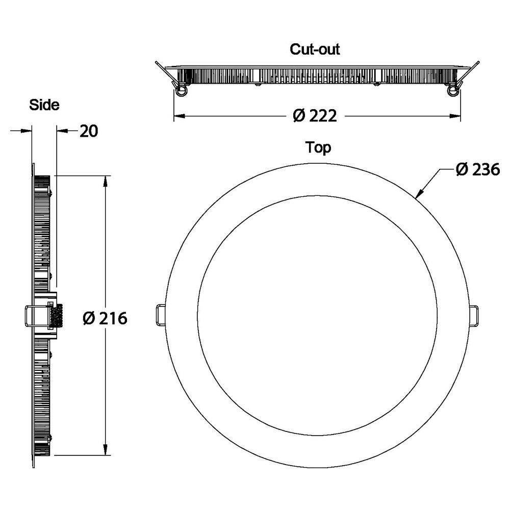 Schlichte LED Deckeneinbauleuchte Ø235mm weiß 2700K warmweiß