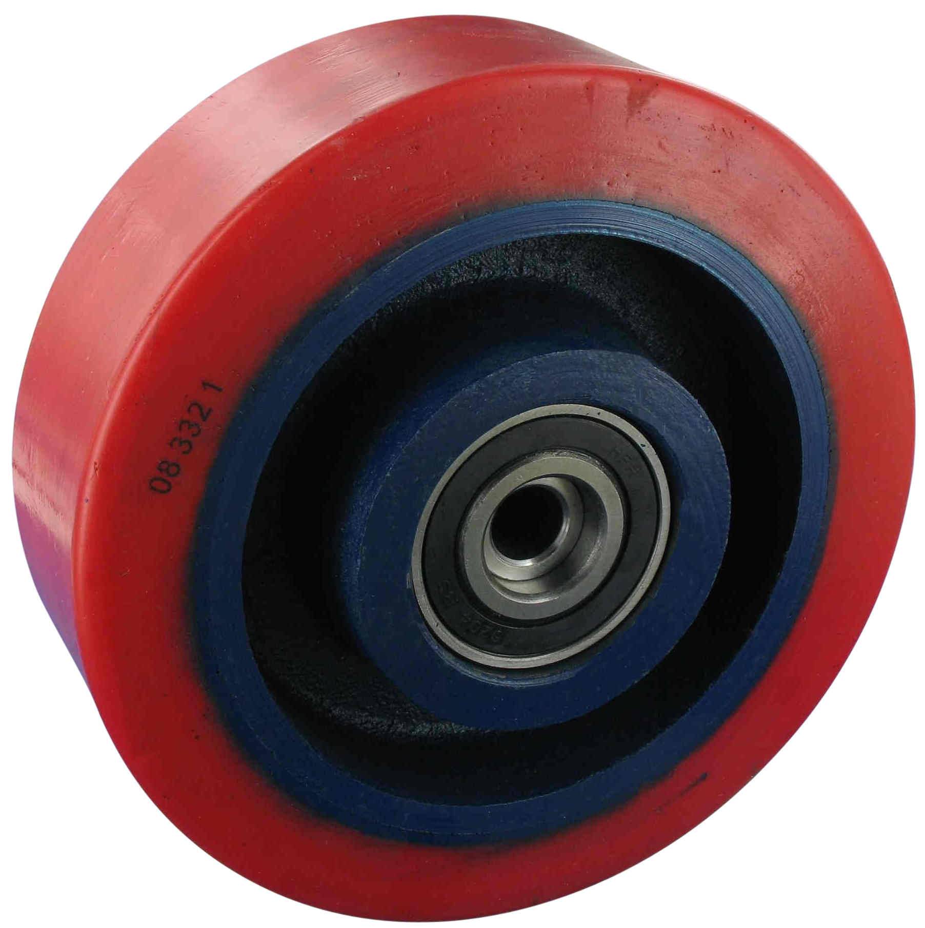 Bockrolle Rad Polyurethan Redsoft® Ø160x50 mit Kugellager & Anschraubplatte Bauhöhe 197mm Tragfähigkeit 580 kg