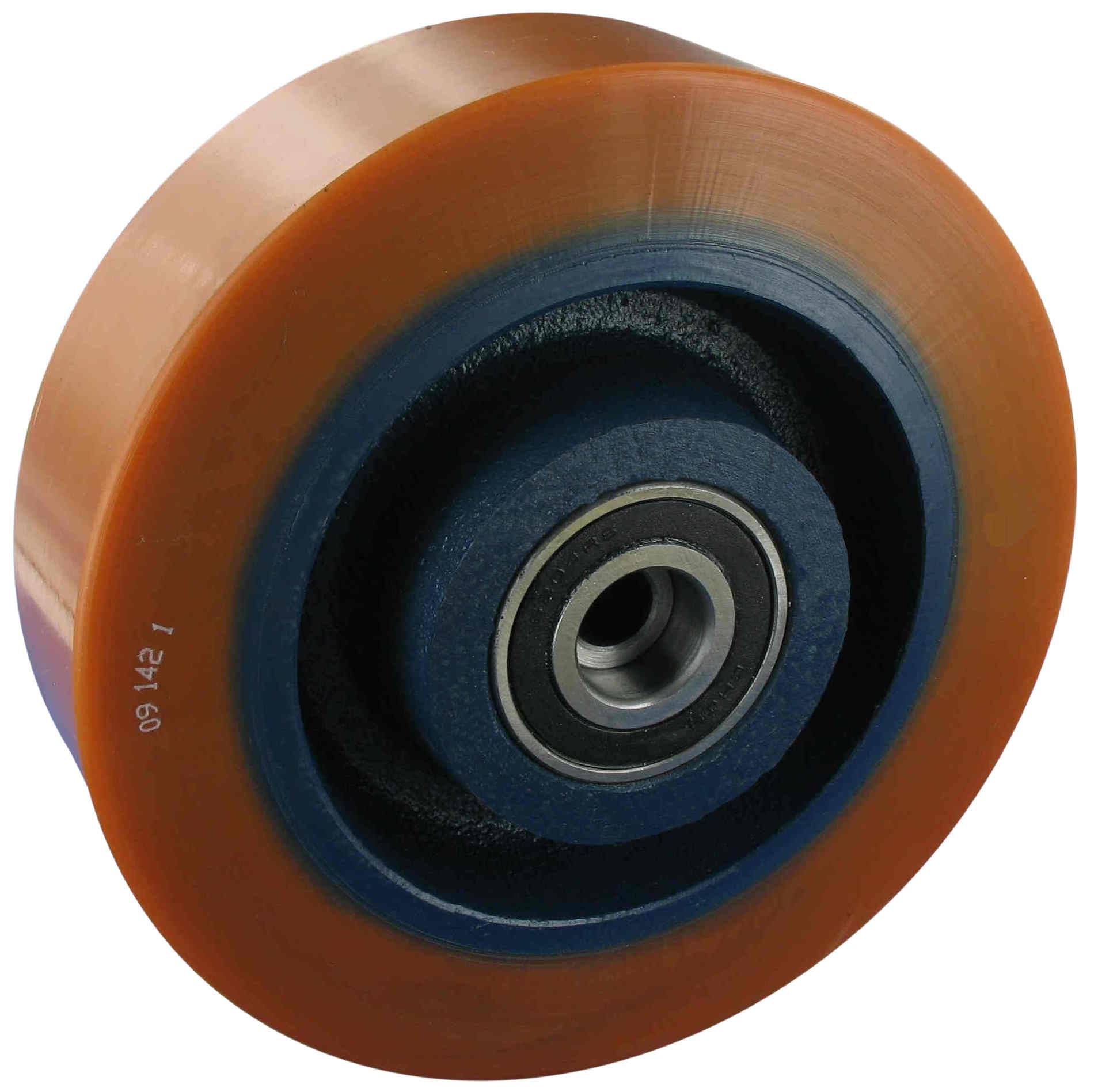 Lenkrolle ohne Feststeller Rad Polyurethan Rollpur® Ø160x50 mit Kugellager & Anschraubplatte Bauhöhe 215mm Tragfähigkeit