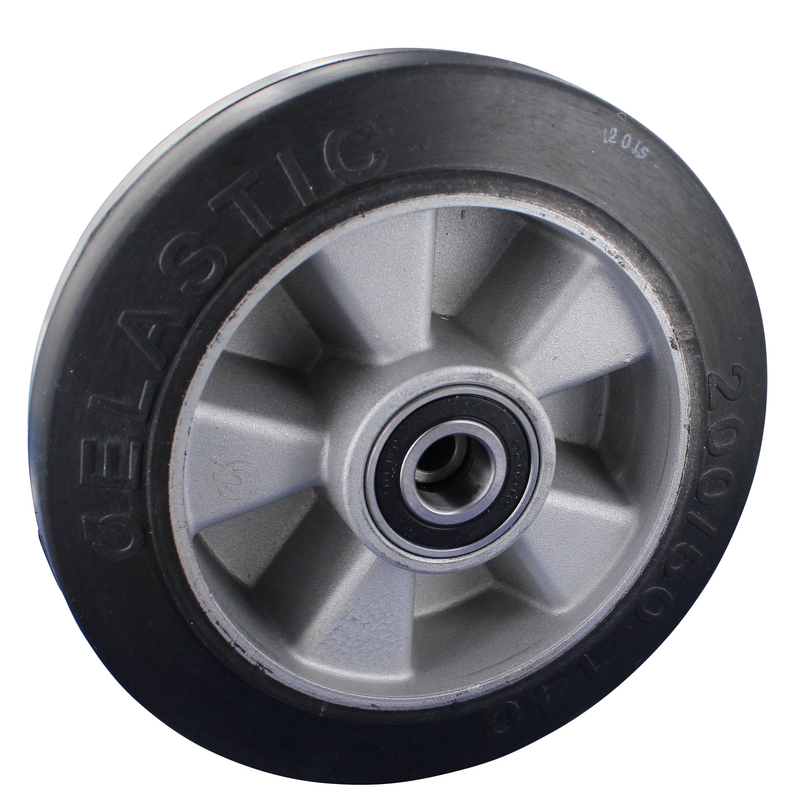 Lenkrolle ohne Feststeller Rad Elastic-Gummi Rollastic® Ø160x50 mit Kugellager & Anschraubplatte Bauhöhe 215mm Tragfähig