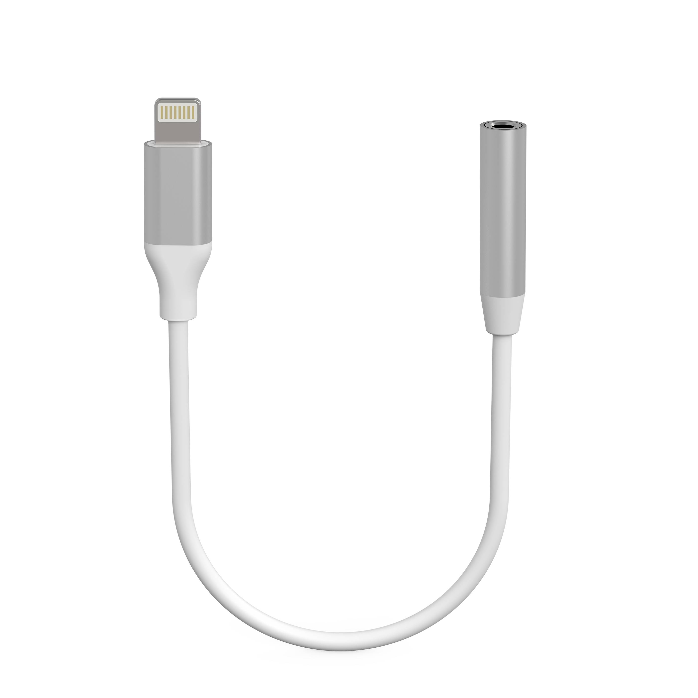 Kabel XLayer Adapter Lightning auf 3,5 mm AUX White/Silver 0.15 m