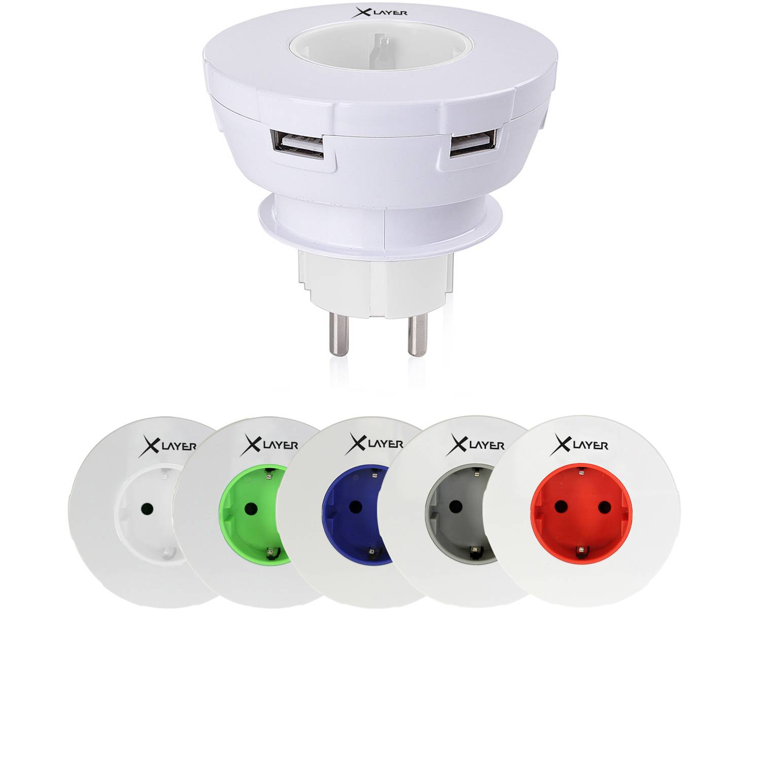 Ladegerät XLayer Steckdosenadapter inkl. 3x USB Typ A & 1x USB Typ C Weiß