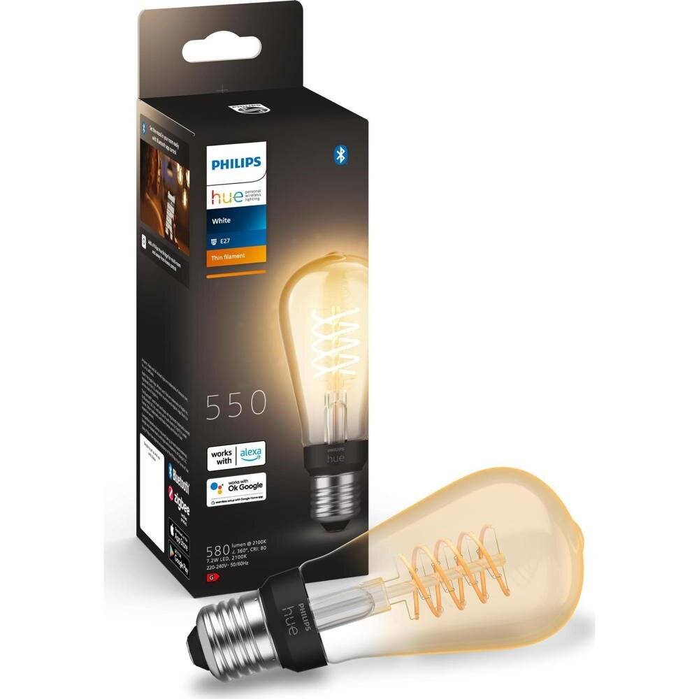 SIGNIFY - Philips Hue White - Glühbirne mit LED-Filament - Form: ST64 - E27 - 7 W (Entsprechung 40 W)
