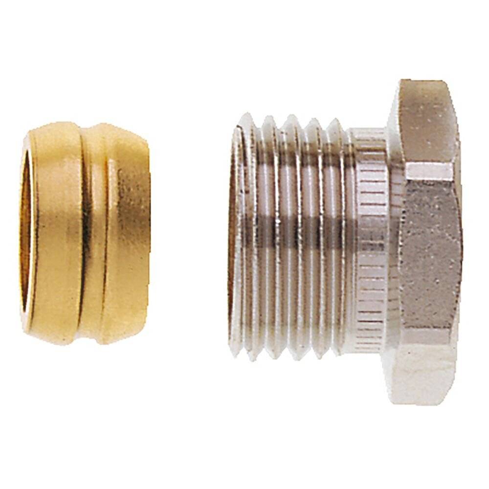 IMI Heimeier Klemmverschraubung, für Kupfer- und Stahlrohr 15mm Rp 1/2" Innengewinde, vernickelt