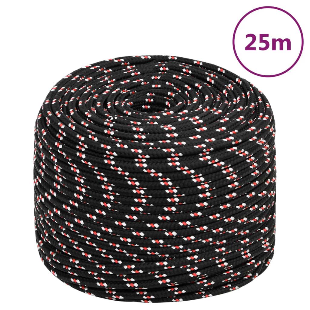 vidaXL Bootsseil Schwarz 10 mm 25 m Polypropylen