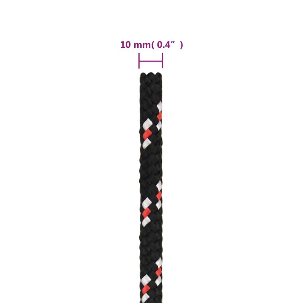 vidaXL Bootsseil Schwarz 10 mm 25 m Polypropylen