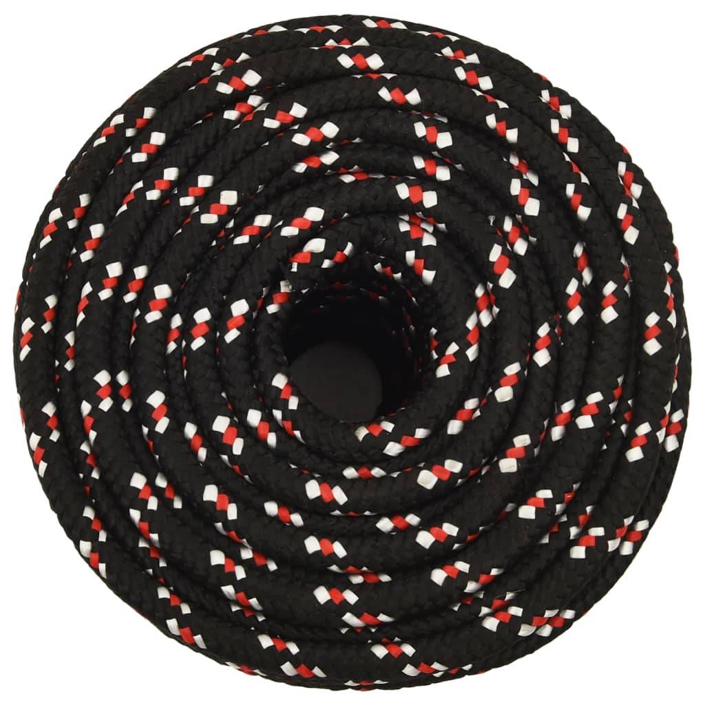 vidaXL Bootsseil Schwarz 14 mm 25 m Polypropylen