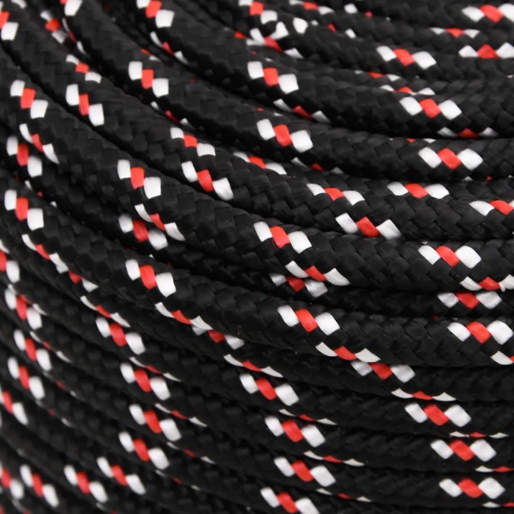 vidaXL Bootsseil Schwarz 6 mm 50 m Polypropylen