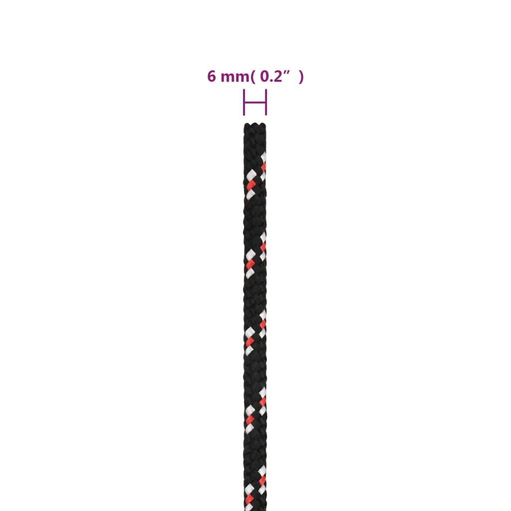 vidaXL Bootsseil Schwarz 6 mm 50 m Polypropylen