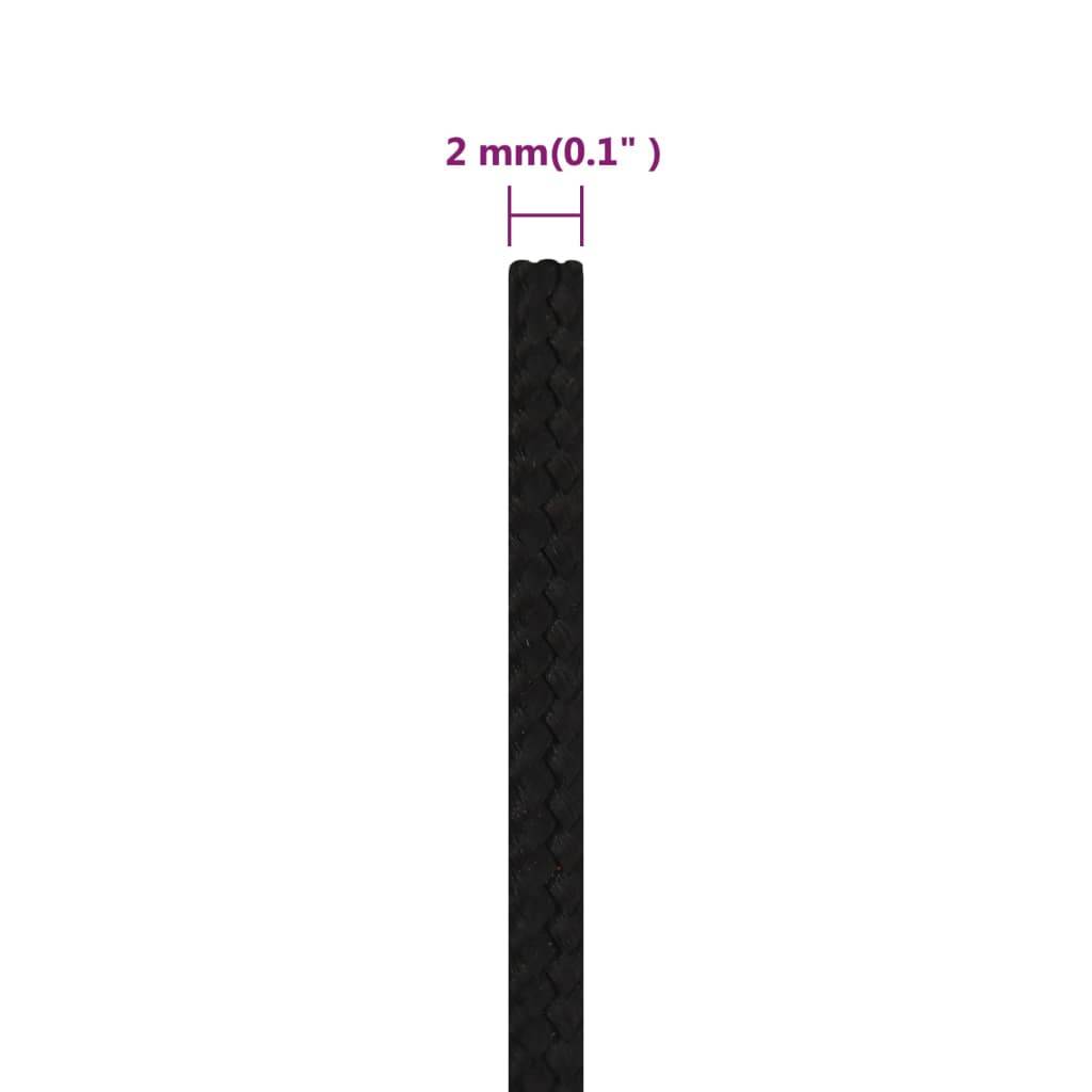 vidaXL Arbeitsseil Schwarz 2 mm 250 m Polyester