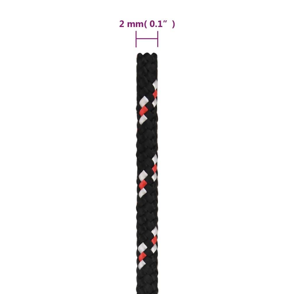 vidaXL Bootsseil Schwarz 2 mm 50 m Polypropylen