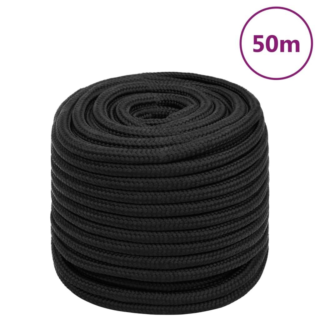 vidaXL Bootsseil Schwarz 16 mm 50 m Polypropylen
