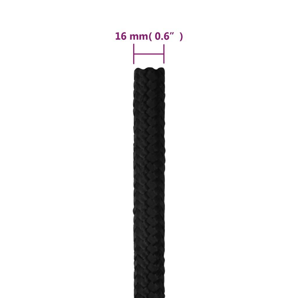 vidaXL Bootsseil Schwarz 16 mm 50 m Polypropylen