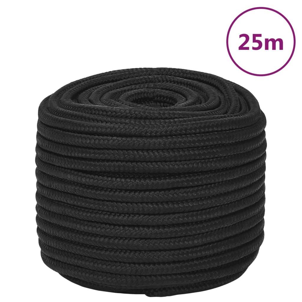 vidaXL Bootsseil Schwarz 12 mm 25 m Polypropylen