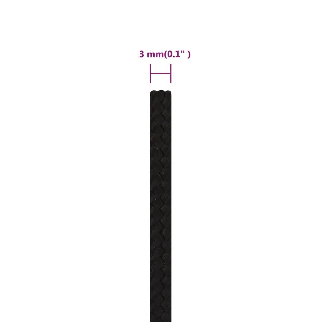 vidaXL Arbeitsseil Schwarz 3 mm 250 m Polyester
