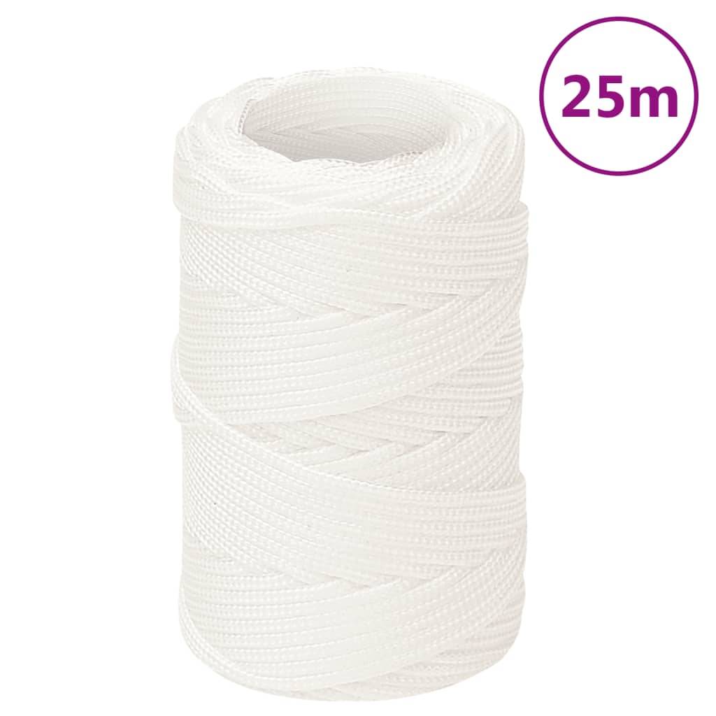vidaXL Bootsseil Weiß 2 mm 25 m Polypropylen