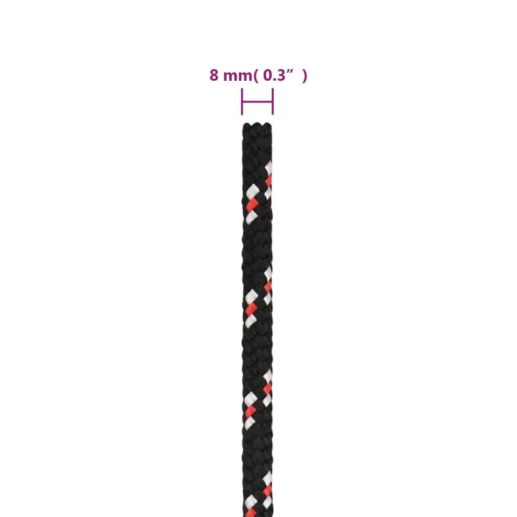vidaXL Bootsseil Schwarz 8 mm 250 m Polypropylen