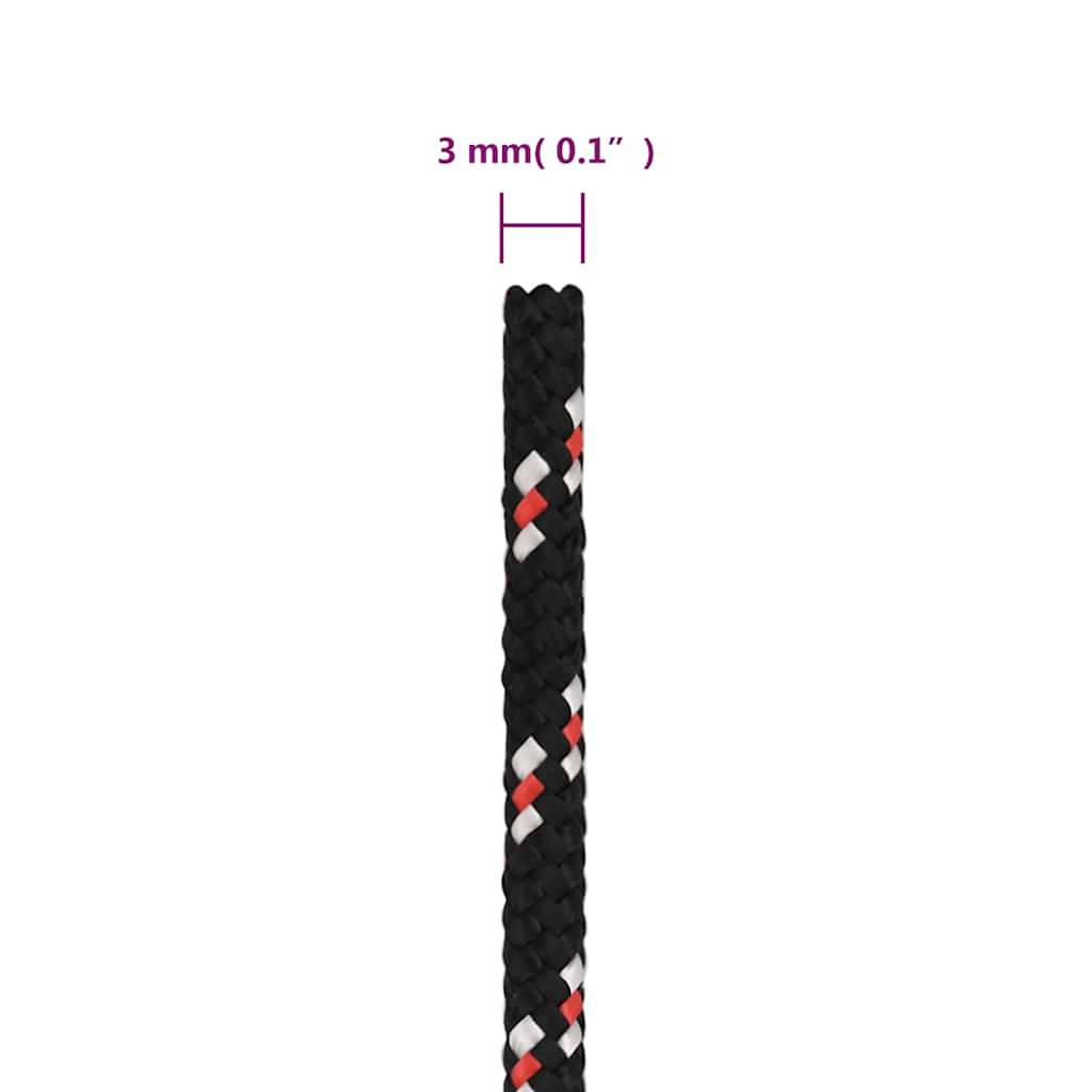 vidaXL Bootsseil Schwarz 3 mm 500 m Polypropylen
