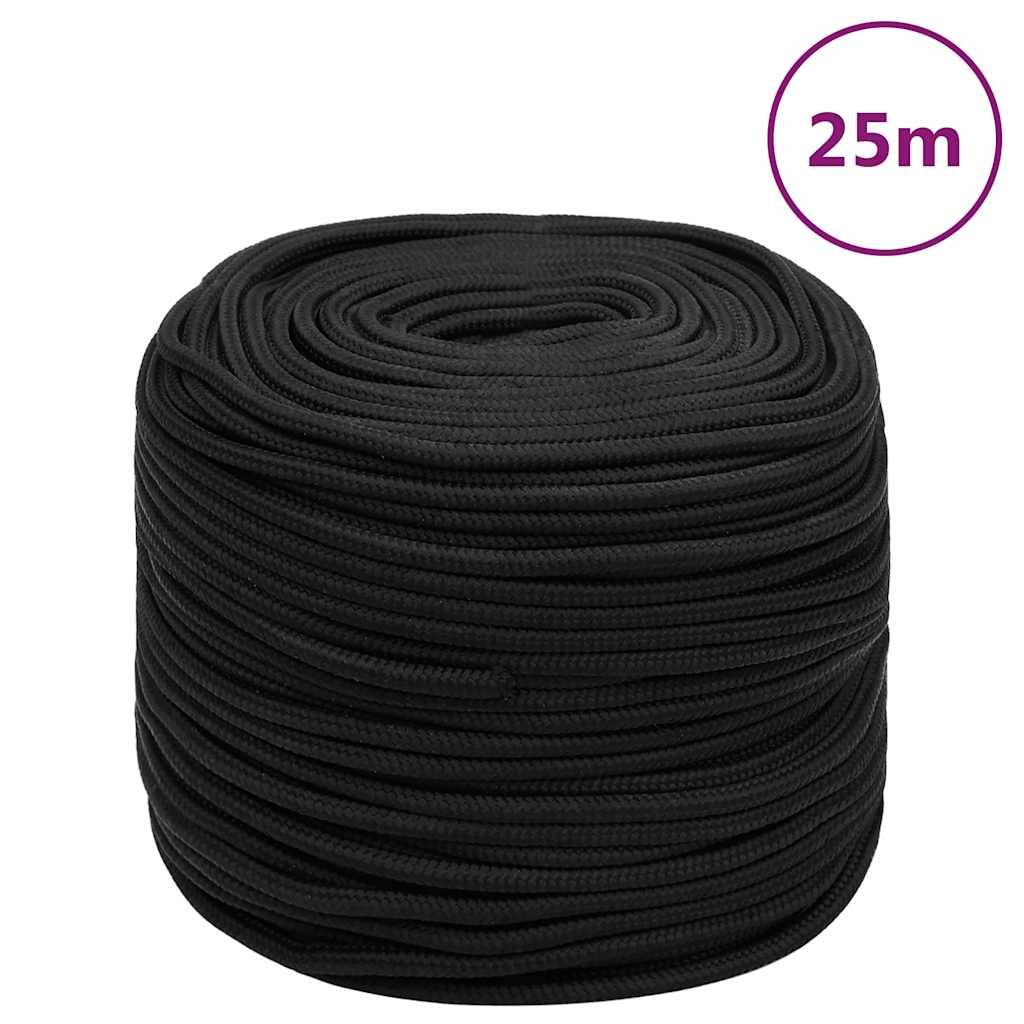vidaXL Bootsseil Schwarz 8 mm 25 m Polypropylen