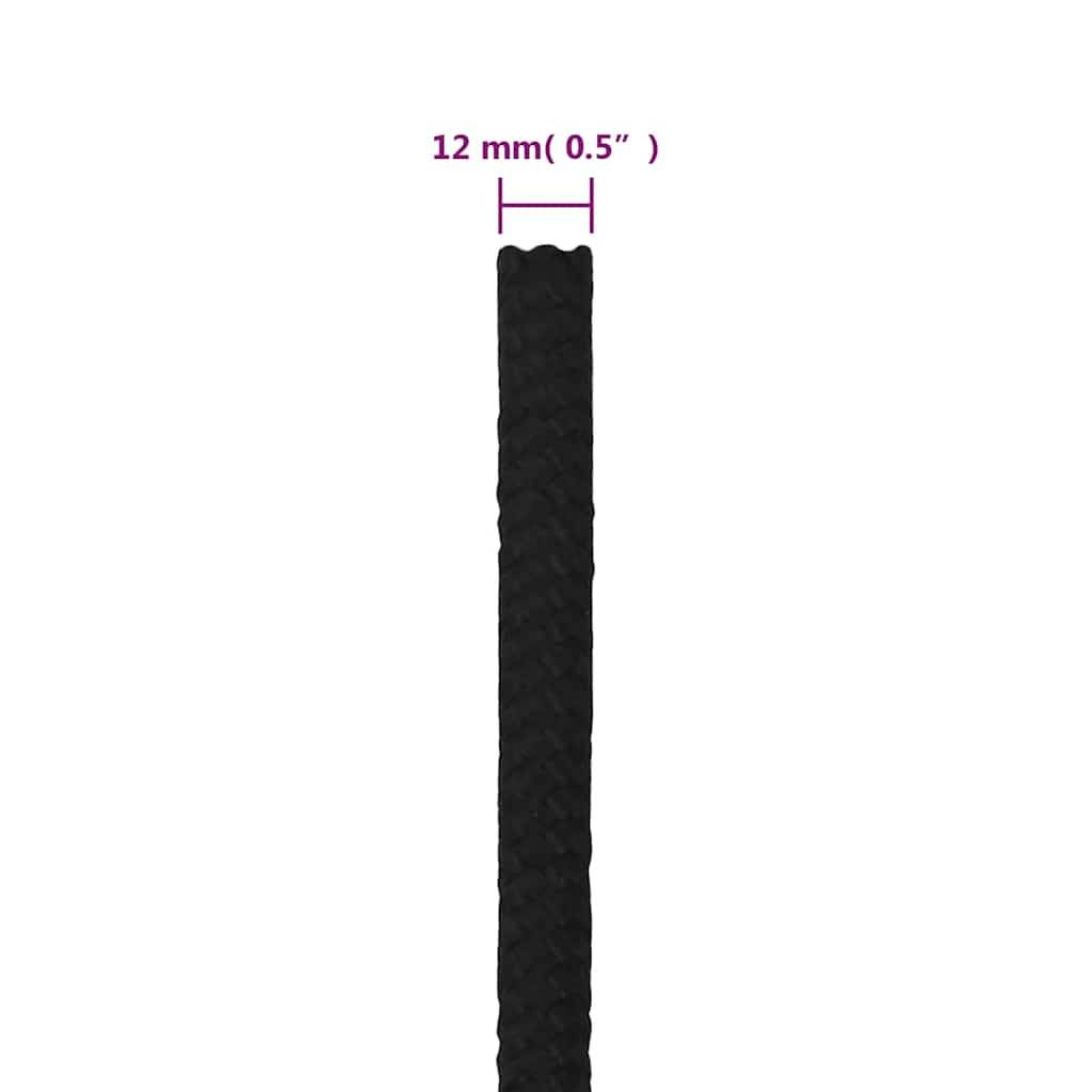 vidaXL Arbeitsseil Schwarz 12 mm 250 m Polyester