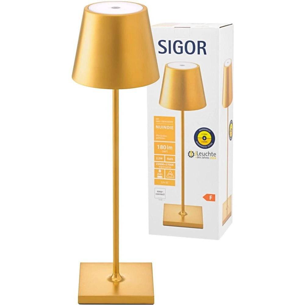 LED Akku-Tischleuchte Nuindie aus Aluminiumdruckguss in Gold IP54