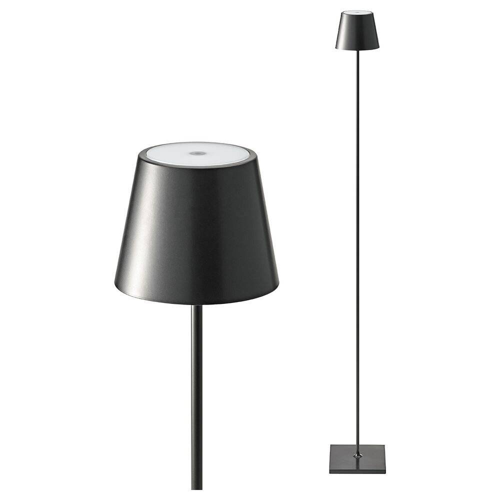 LED Akku Stehleuchte Nuindie aus Aluminiumdruckguss in Nachtschwarz IP54