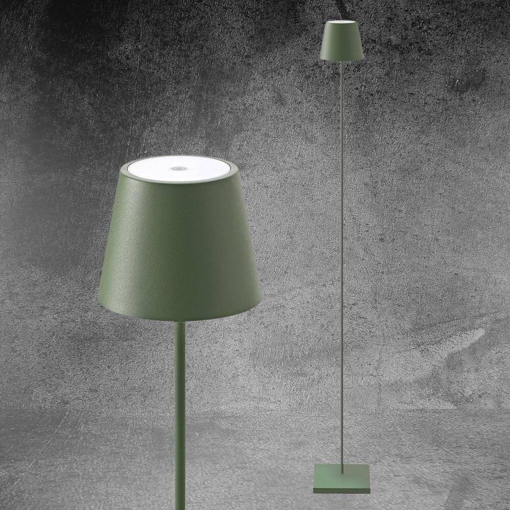 LED Akku Stehleuchte Nuindie aus Aluminiumdruckguss in Tannengrün IP54