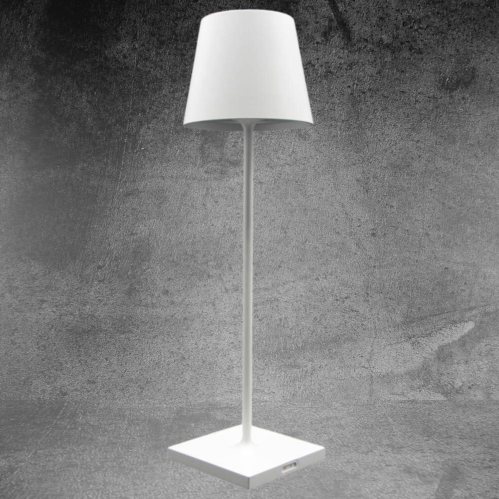 LED Akku-Tischleuchte Nuindie aus Aluminiumdruckguss in Schneeweiß IP54