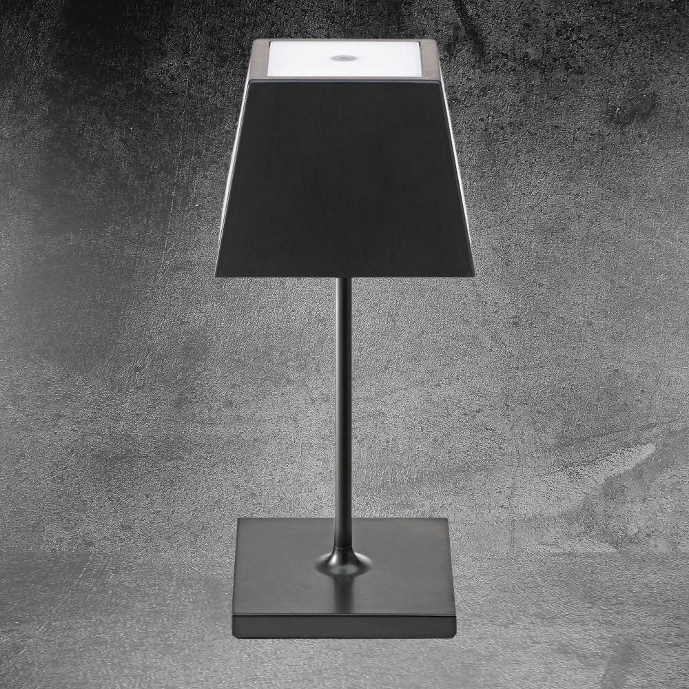 LED Akku Tischleuchte Nuidnie Mini aus Aluminiumdruckguss in Nachtschwarz 2,2W 180lm IP54 eckig