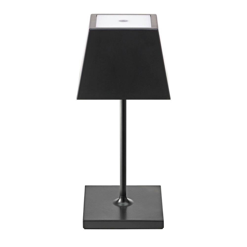 LED Akku Tischleuchte Nuidnie Mini aus Aluminiumdruckguss in Nachtschwarz 2,2W 180lm IP54 eckig