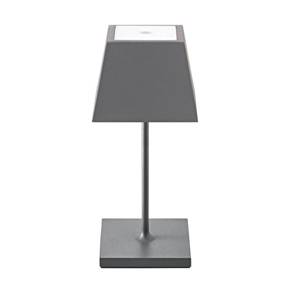 LED Akku Tischleuchte Nuidnie Mini aus Aluminiumdruckguss in Graphitgrau 2,2W 180lm IP54 eckig