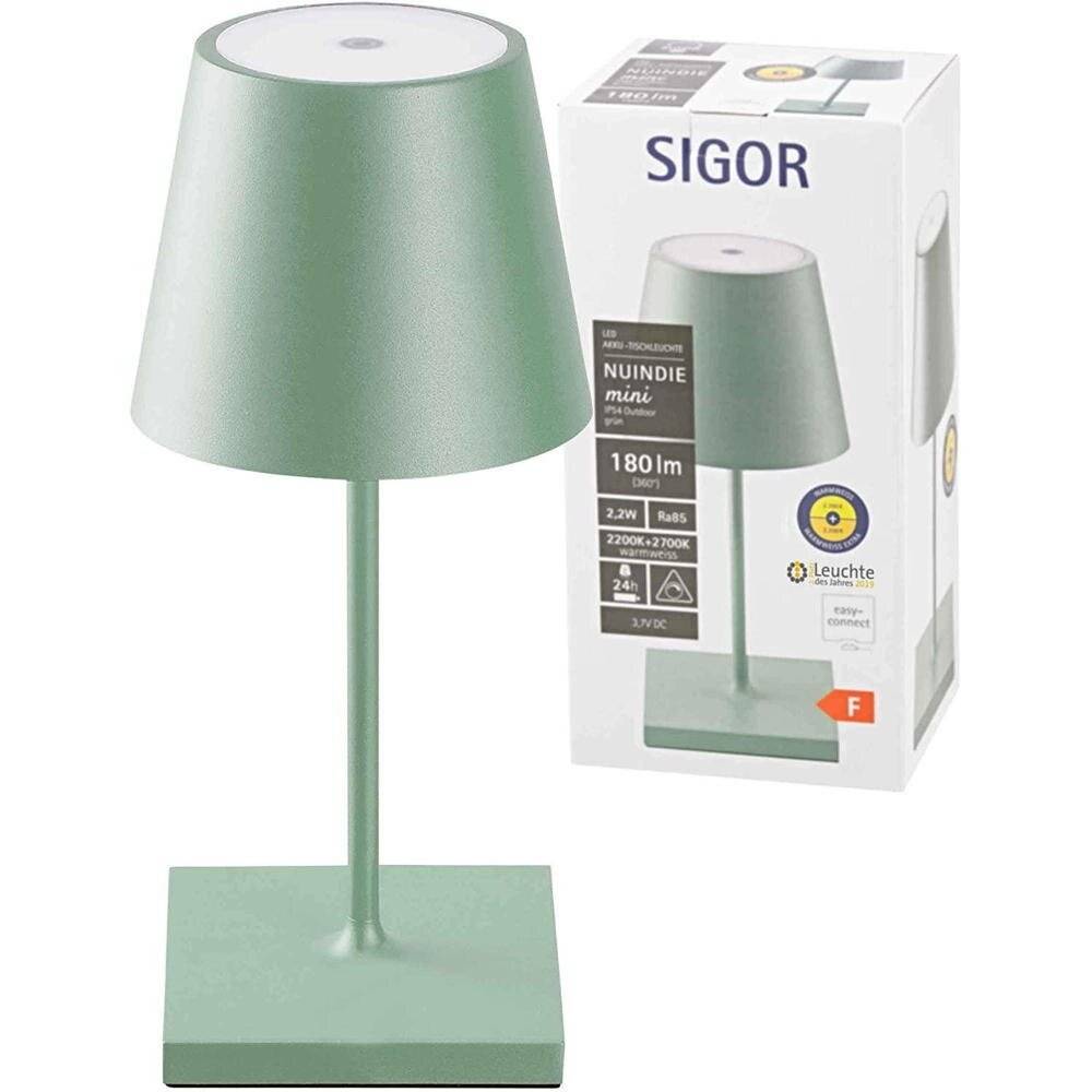 LED Akku-Tischleuchte Nuindie Mini aus Aluminiumdruckguss in Grün IP54