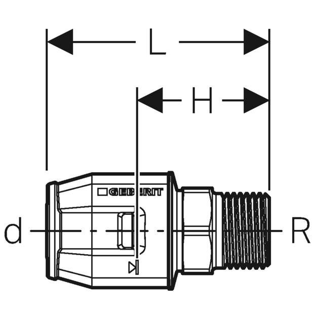 GEBERIT PushFit Übergang mit AG Ms d16-R