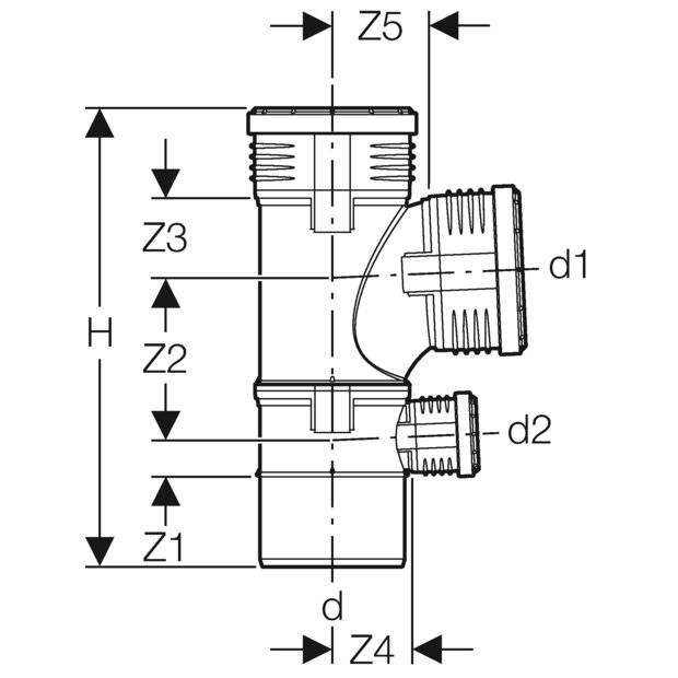 Geberit Silent-PP Kombibogenabzweig 87,5 Grad D 110mm, D1 90mm, D2 50mm