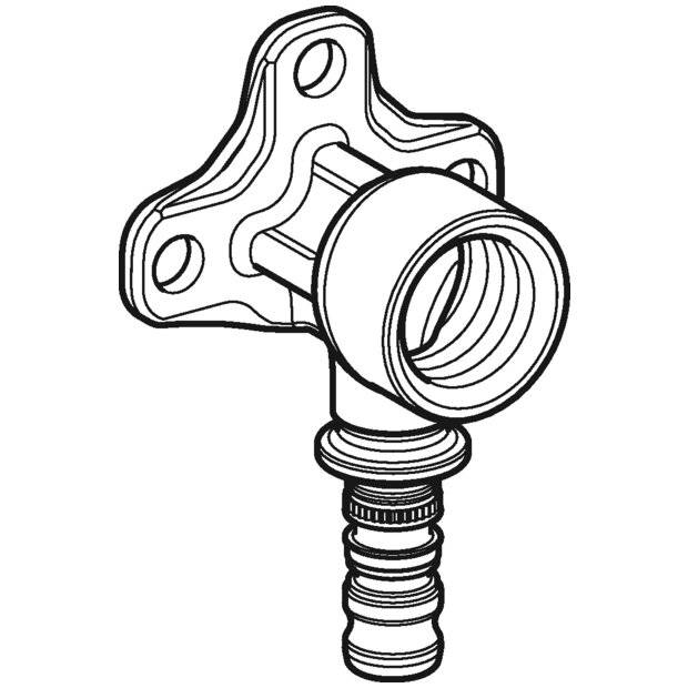 Geberit Mepla Anschlusswinkel 90 Grad, D 16mm, Rp 1/2", L 3,6cm, Rotguss bleifrei