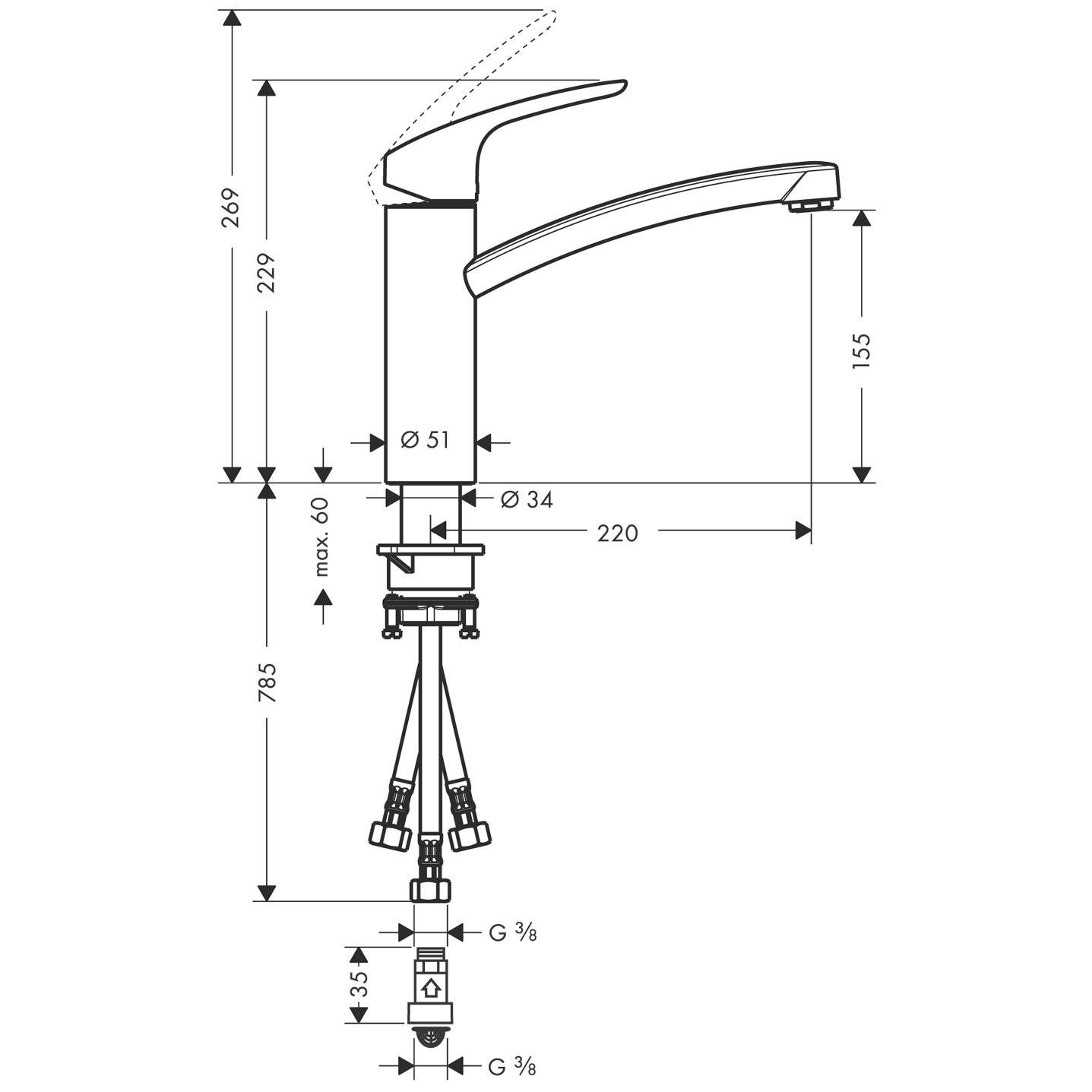 hansgrohe HG Einhebel-Spültischmischer FOCUS DN 15 f offene