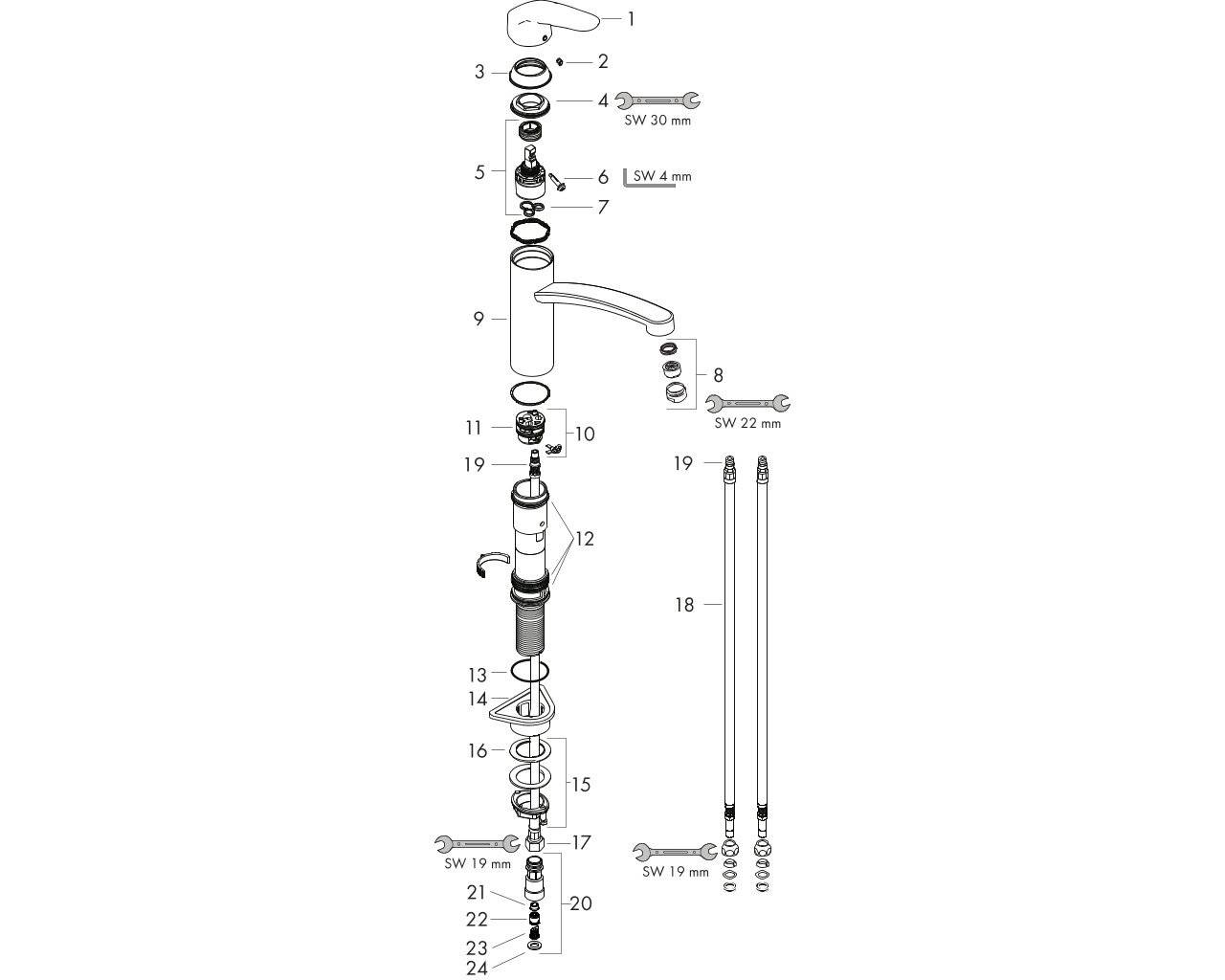 hansgrohe HG Einhebel-Spültischmischer FOCUS DN 15 f offene